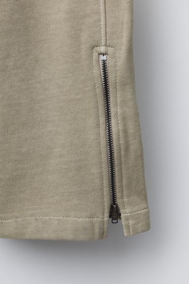 PANTALON EN MOLLETON LARGE TEINT EN PIÈCE - Beige de Zara - Image 3