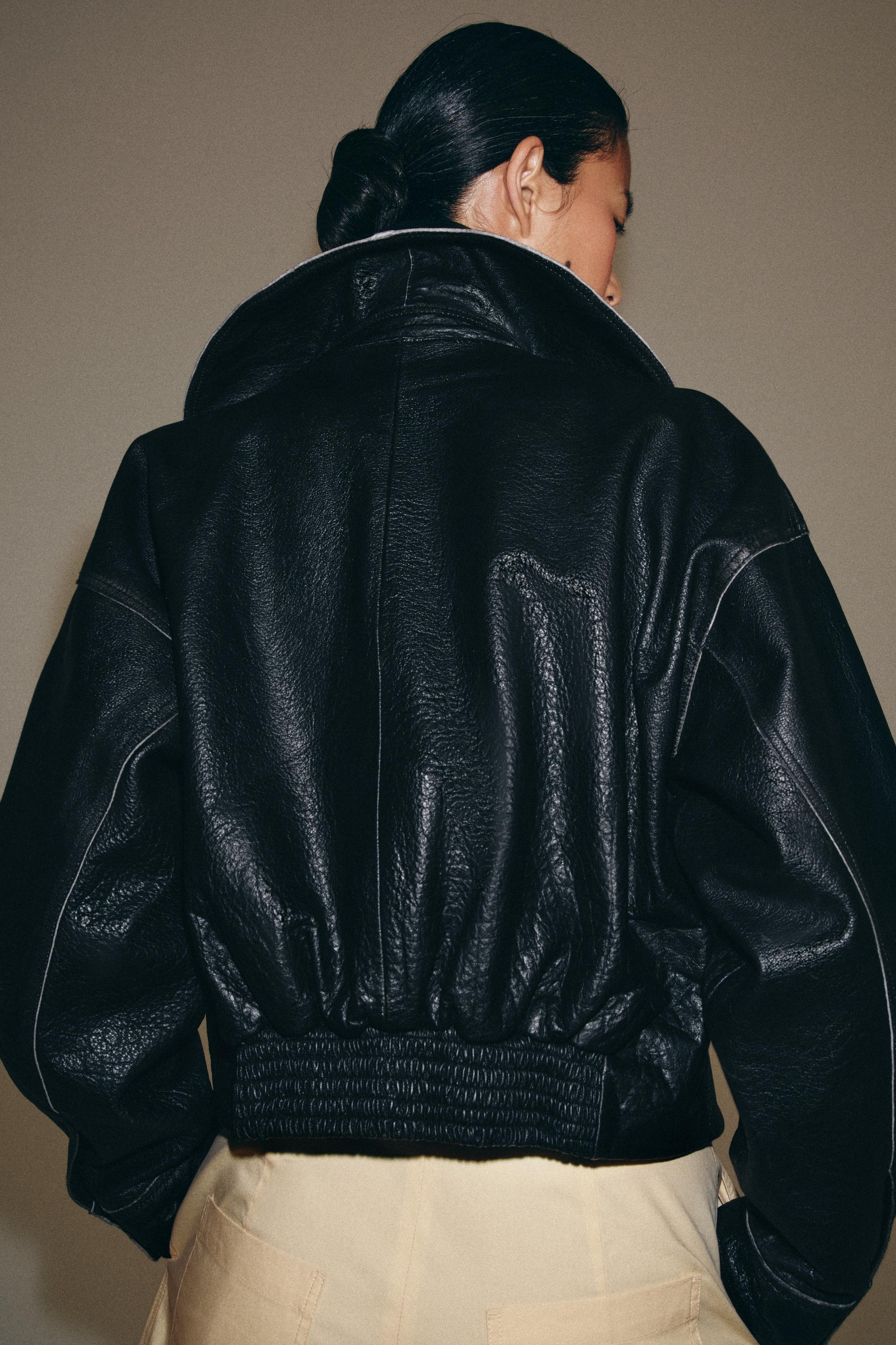 100% LEATHER BUCKLE JACKET ZW COLLECTION