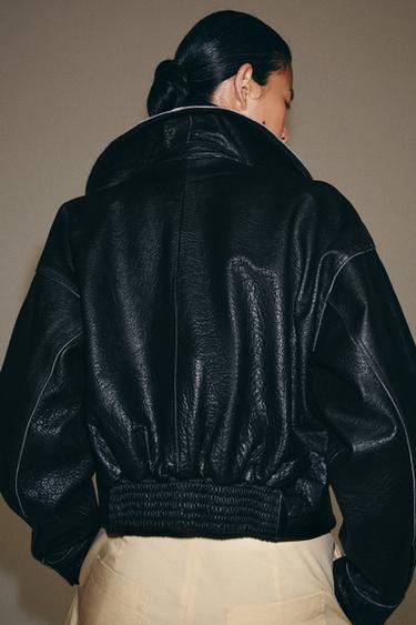 VESTE EN CUIR À BOUCLE ZW COLLECTION - Noir de Zara - Image 2
