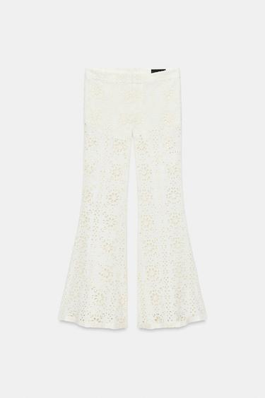 PANTALON ÉVASÉ BRODÉ ZW COLLECTION - Écru de Zara - Image 4