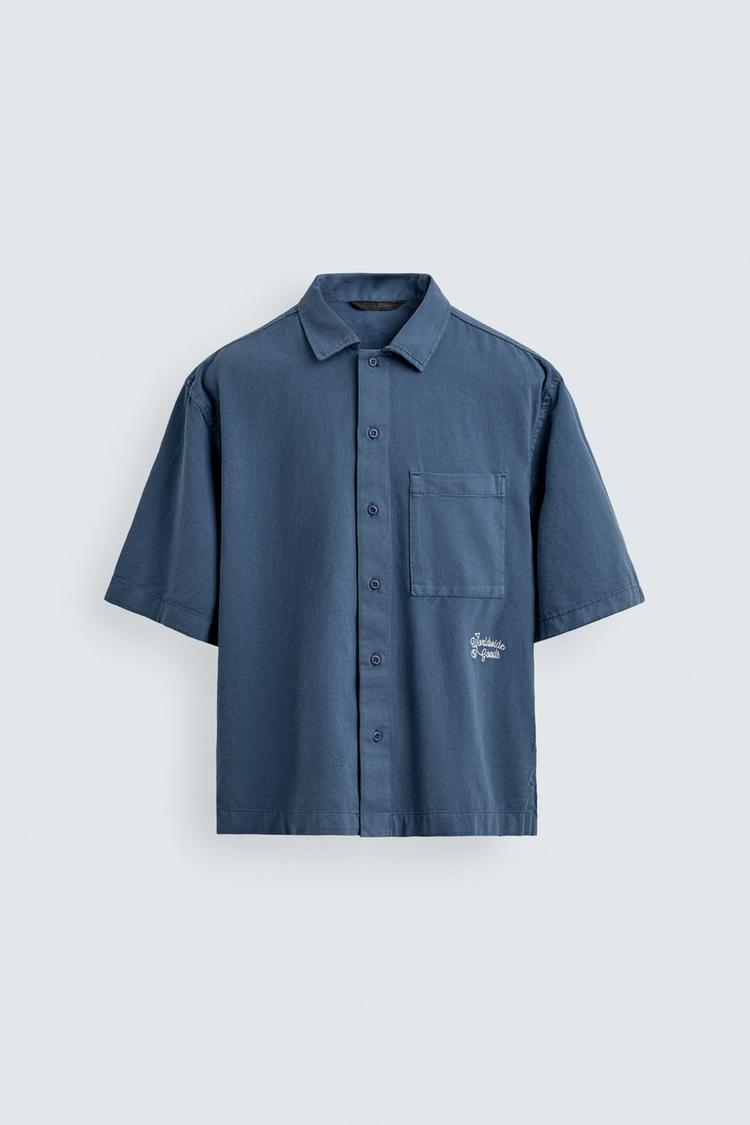 ZARA EMBROIDERED TEXTURED OVERSHIRT