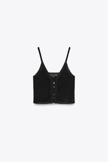 STRAPPY KNIT CROP TOP - Black by Zara