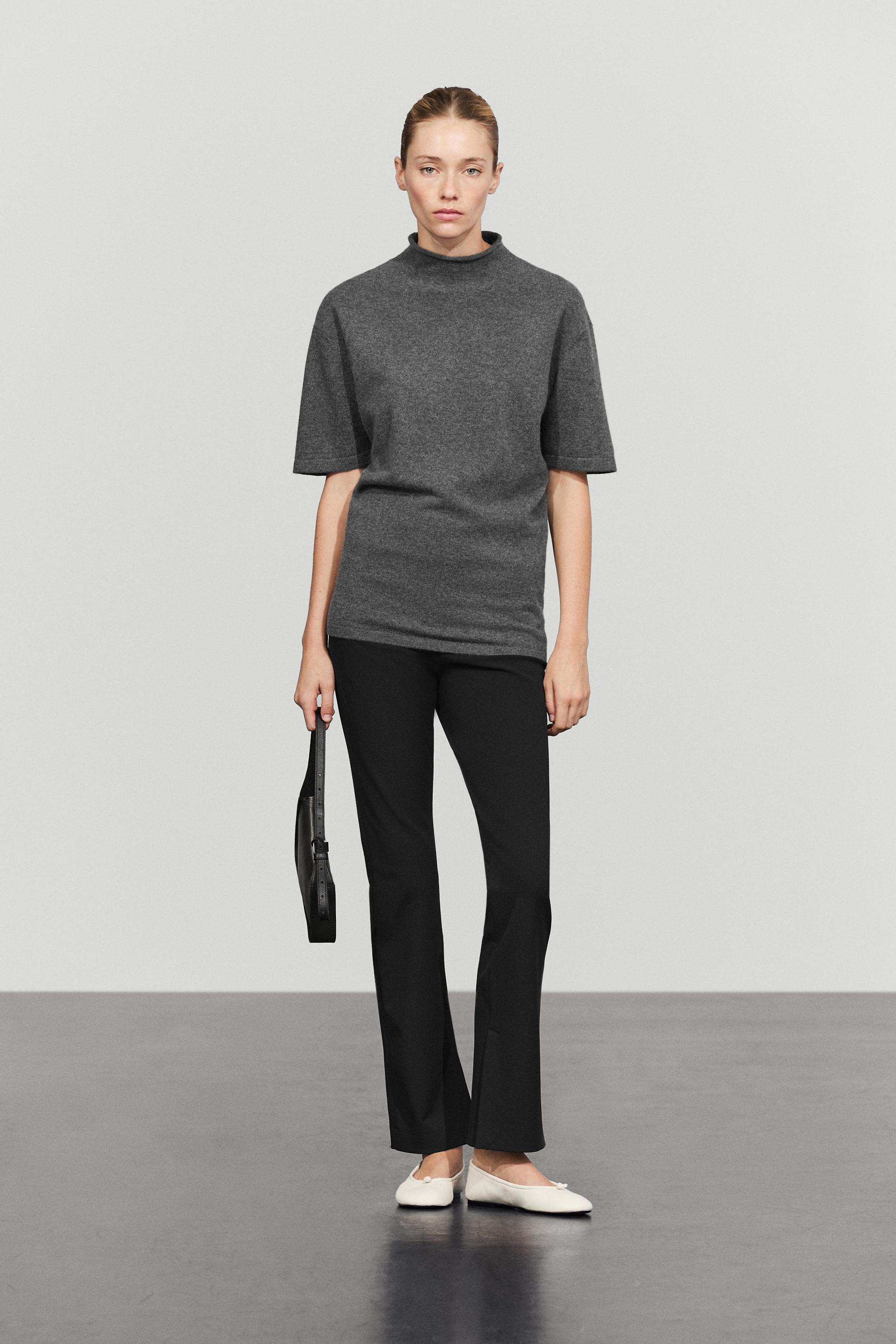 Pull en maille à col montant mélange de laine