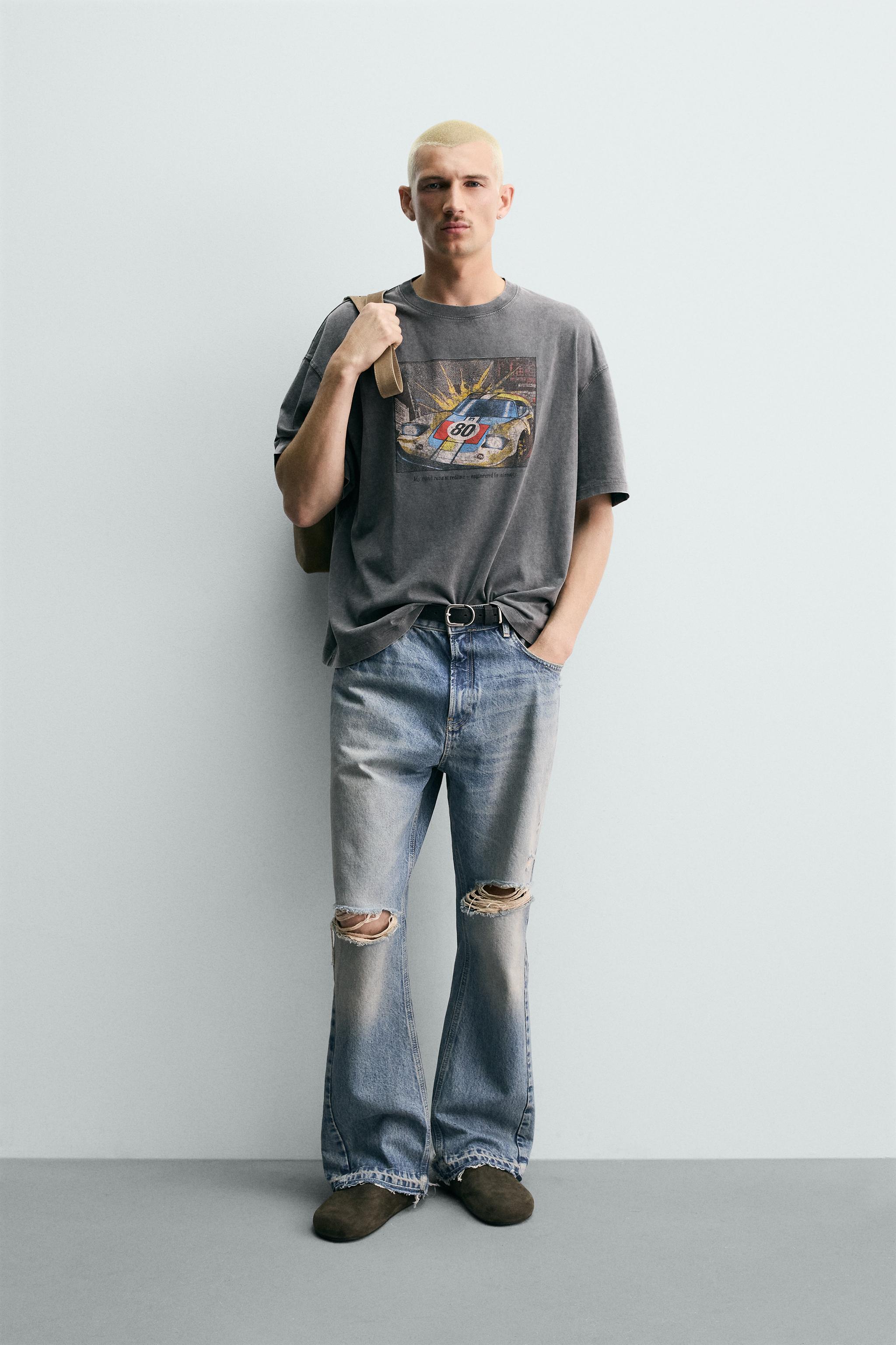 WASHED COMIC PRINT T-SHIRT - Gray | ZARA Canada