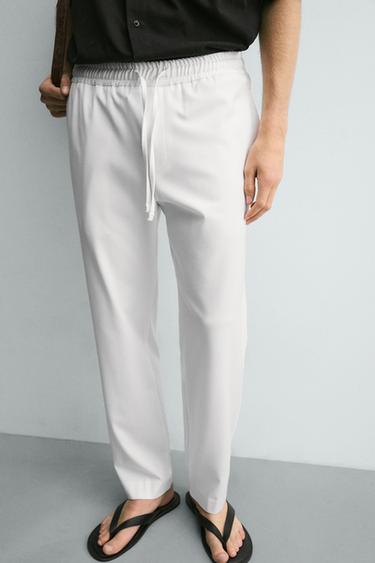PANTALON JOGGER À TAILLE CONFORTABLE - Blanc de Zara - Image 4