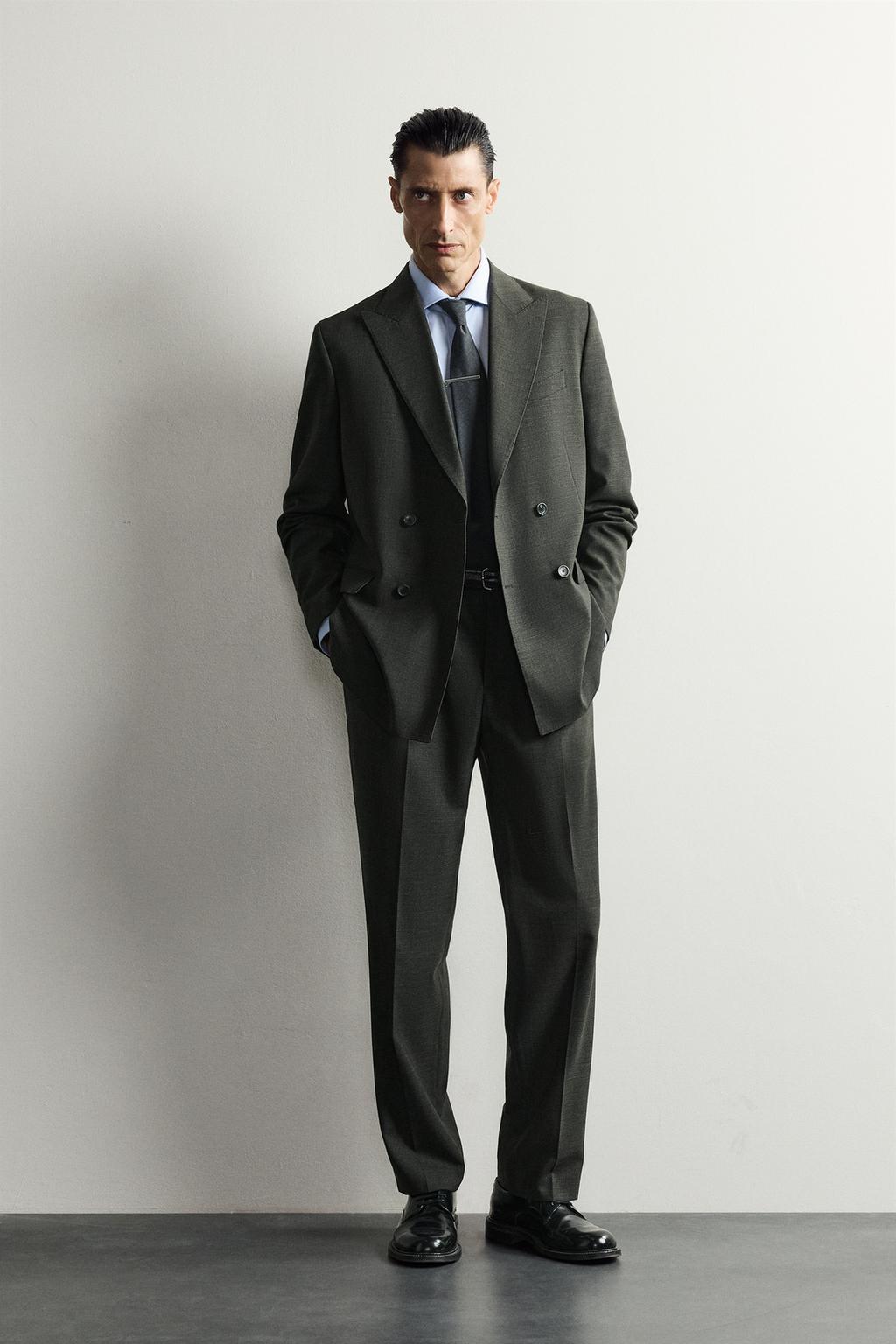 100% WOOL HOUNDSTOOTH SUIT TROUSERS