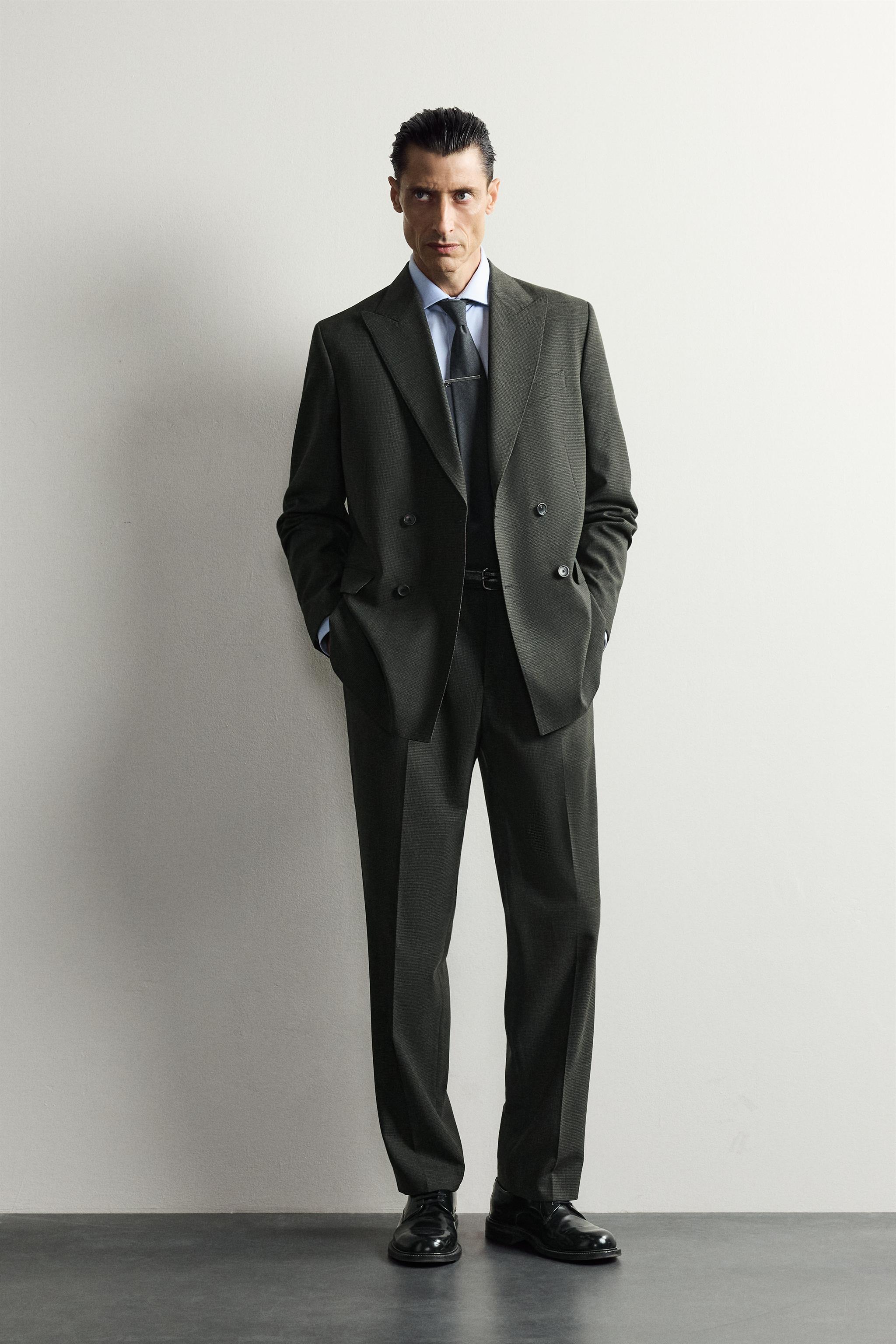 PANTALON DE COSTUME PIED-DE-POULE 100 % LAINE
