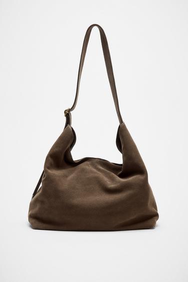 BOLSA MAXI SHOULDER BAG DETALHE ARGOLA COURO - Marrom da Zara