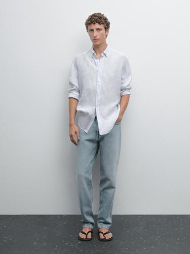 Camisa slim fit lino 100% lino - Blanco de Zara - Imagen 0