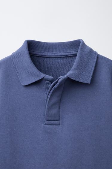 POLO SHIRT SWEATSHIRT WITH LABEL - Bluish by Zara - Image 2