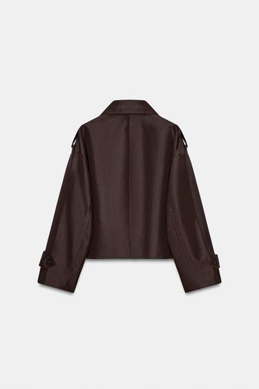 SHORT DOUBLE-BREASTED TRENCH COAT - Brown by Zara - Image 7