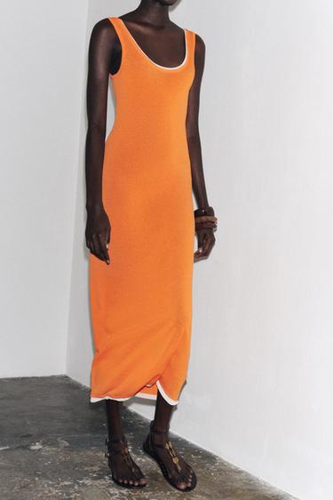 ROBE LONGUE EN MAILLE FINITIONS DOUBLE ÉPAISSEUR - Mandarine de Zara - Image 4
