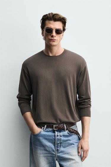 Zara BASIC REGULAR FIT JUMPER - Dark brown
