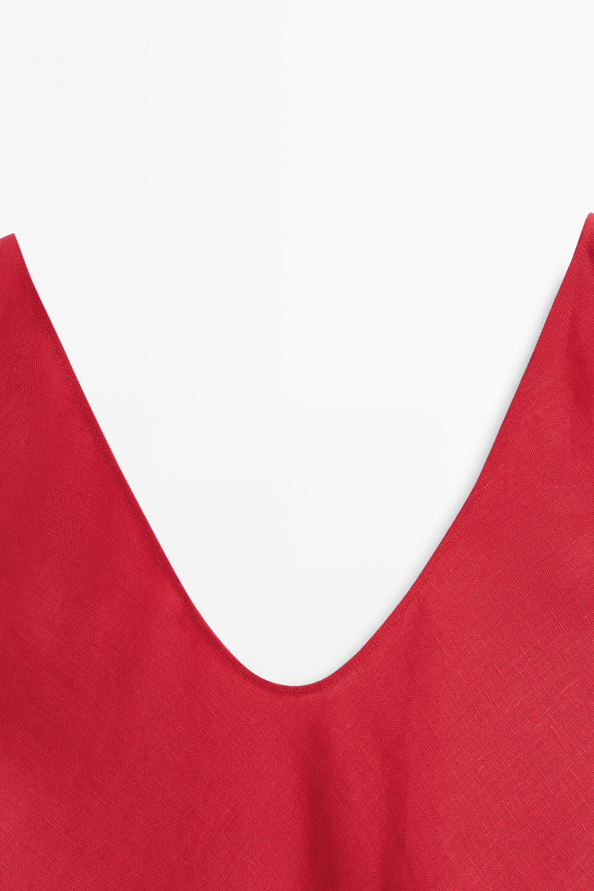 100% linen strappy midi dress