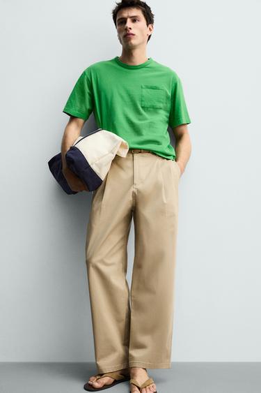 T-SHIRT RELAXED FIT À POCHE - Vert de Zara - Image 5