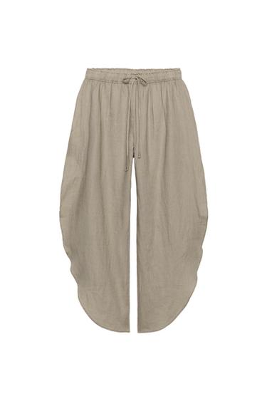 100% LINEN TROUSERS WITH VENTS ZW COLLECTION - Brown / Taupe by Zara