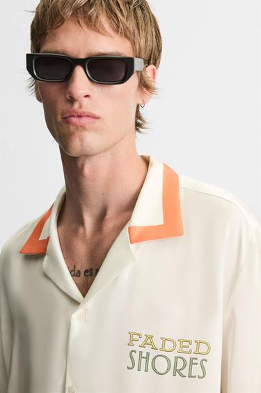 CONTRAST STRIPE SATIN SHIRT - Orange by Zara - Image 4