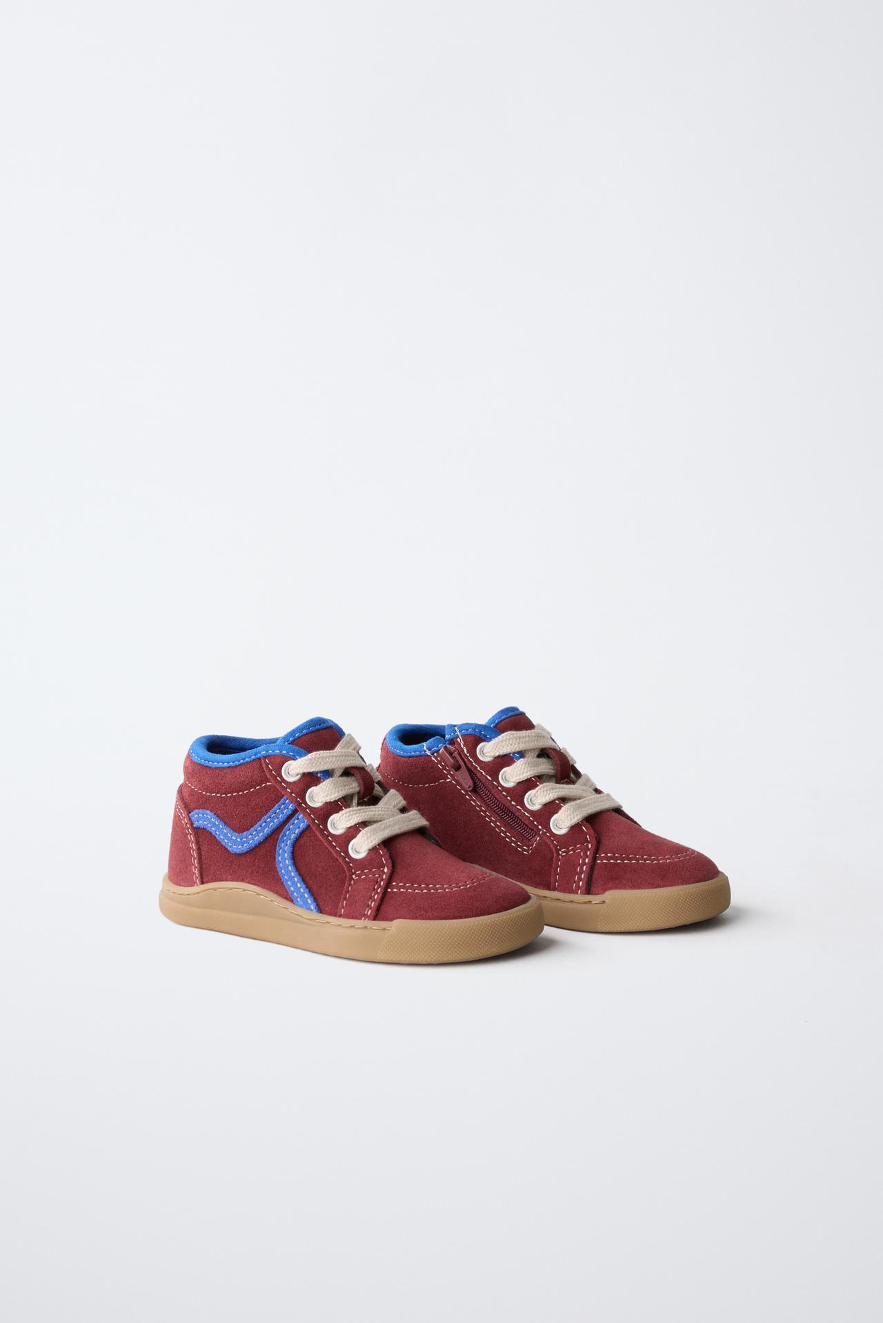 LEATHER SPORTS ANKLE BOOTS — Burgundy Red