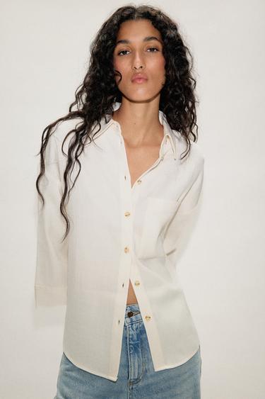 CAMISA OVERSIZE MANGA ANCHA - Crudo de Zara