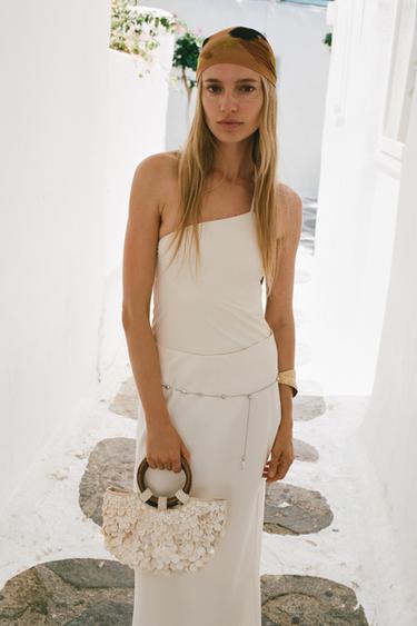 SATIN MIDI SKIRT - Ecru by Zara - Image 1