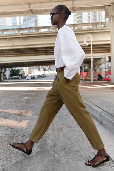 DARTED TROUSERS WITH BELT - Khaki by Zara - Image 5