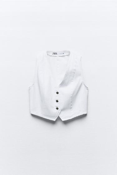جيليه Z1975 قصير DENIM - أبيض الخاص بـ Zara