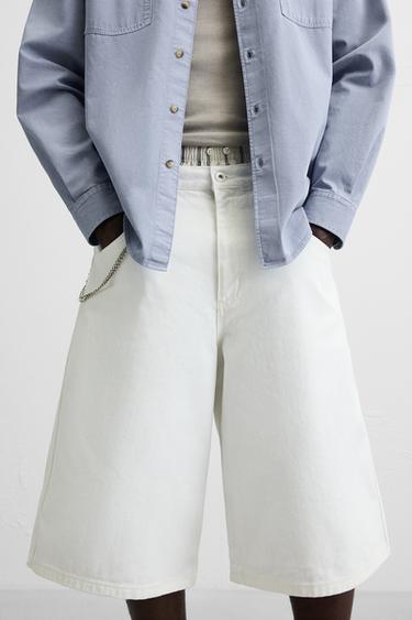 BERMUDA EN DENIM COUPE OVERSIZE - Blanc de Zara - Image 4
