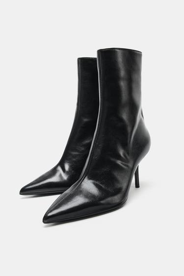 BOTTINES À TALONS EFFET CRAQUELÉ - Noir de Zara - Image 3