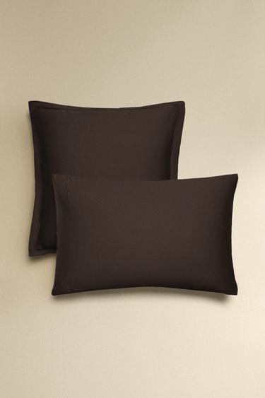 Zara SATEEN PILLOWCASE WITH FESTOON DESIGN (300 THREAD COUNT) - Brown