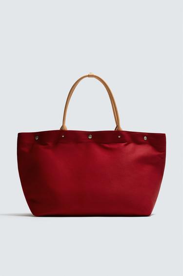 СУМКА-ШОПЕР AARON LEVINE X ZARA С КОЖАНЫМИ ДЕТАЛЯМИ — Красный от Zara