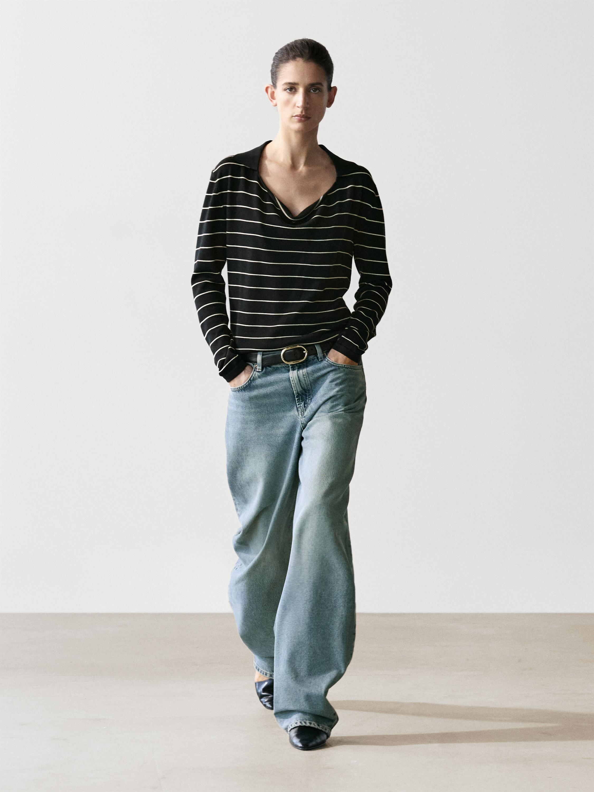 Polo rayé en maille de coton