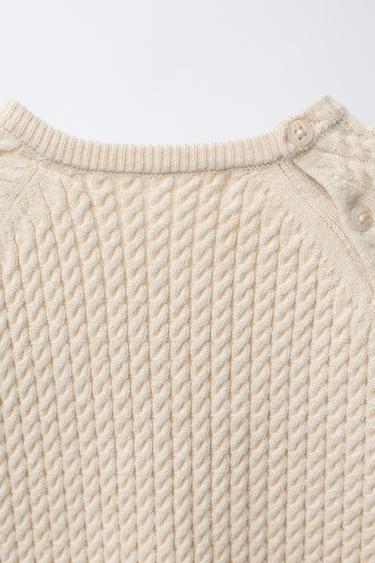 PULL EN MAILLE À TORSADES - Sable / Chiné de Zara - Image 3