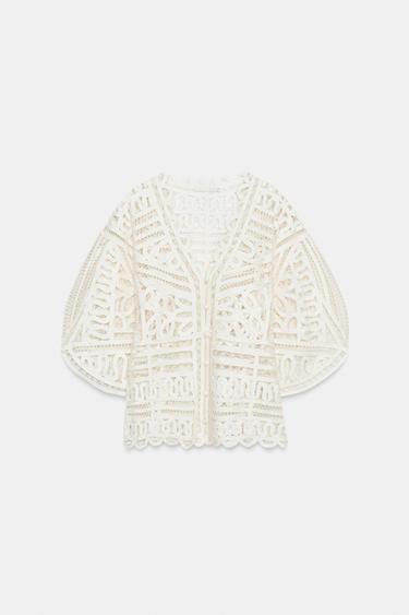ZW COLLECTION CROCHET TOP - Ecru by Zara - Image 6