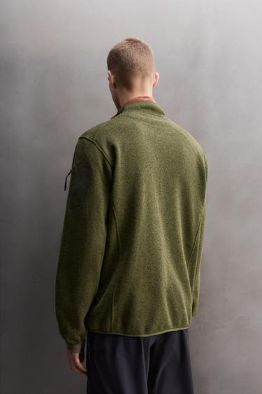 CONTRAST FLEECE KNIT CARDIGAN - Green by Zara