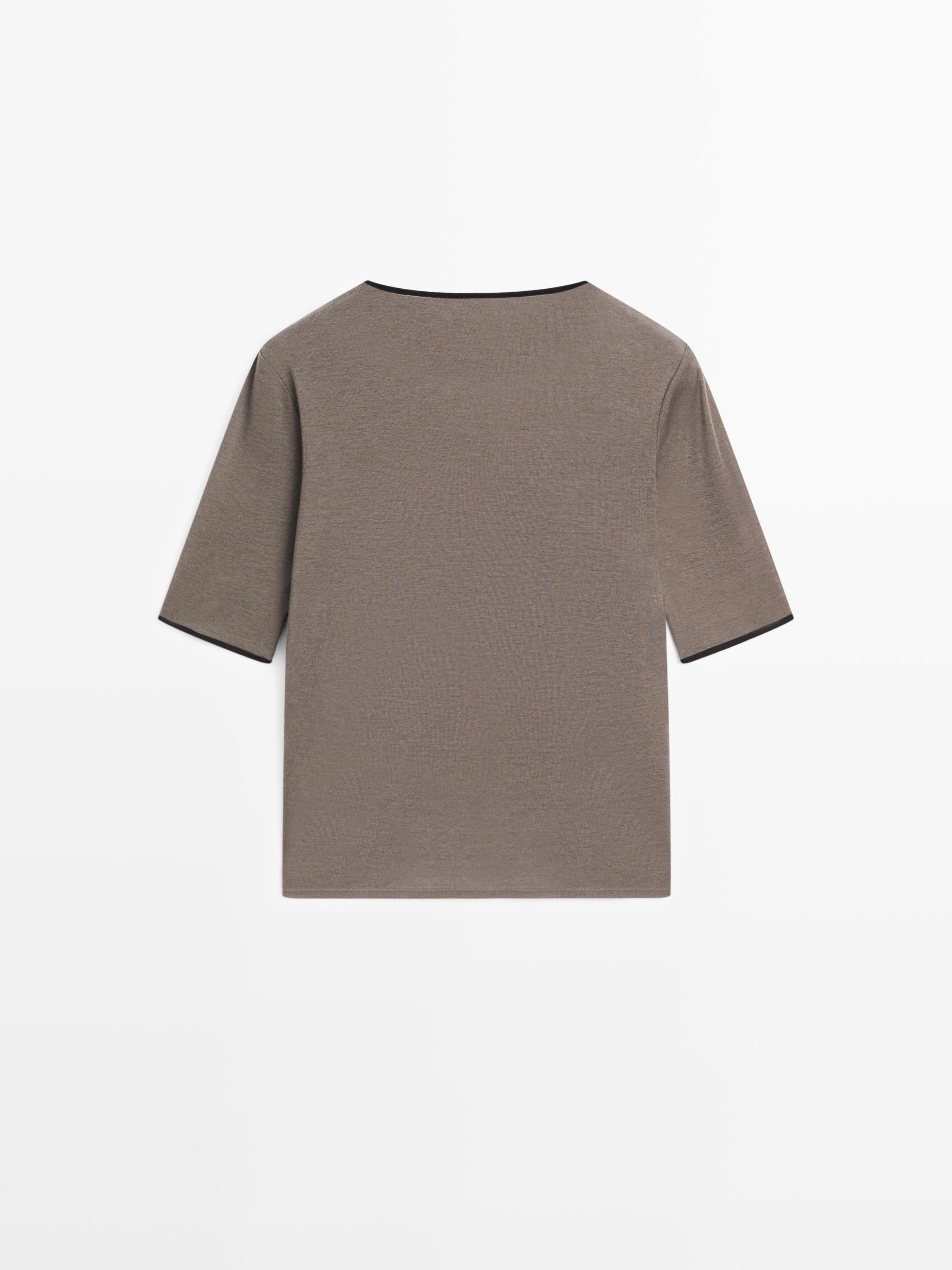 Wool blend T-shirt with contrast detail