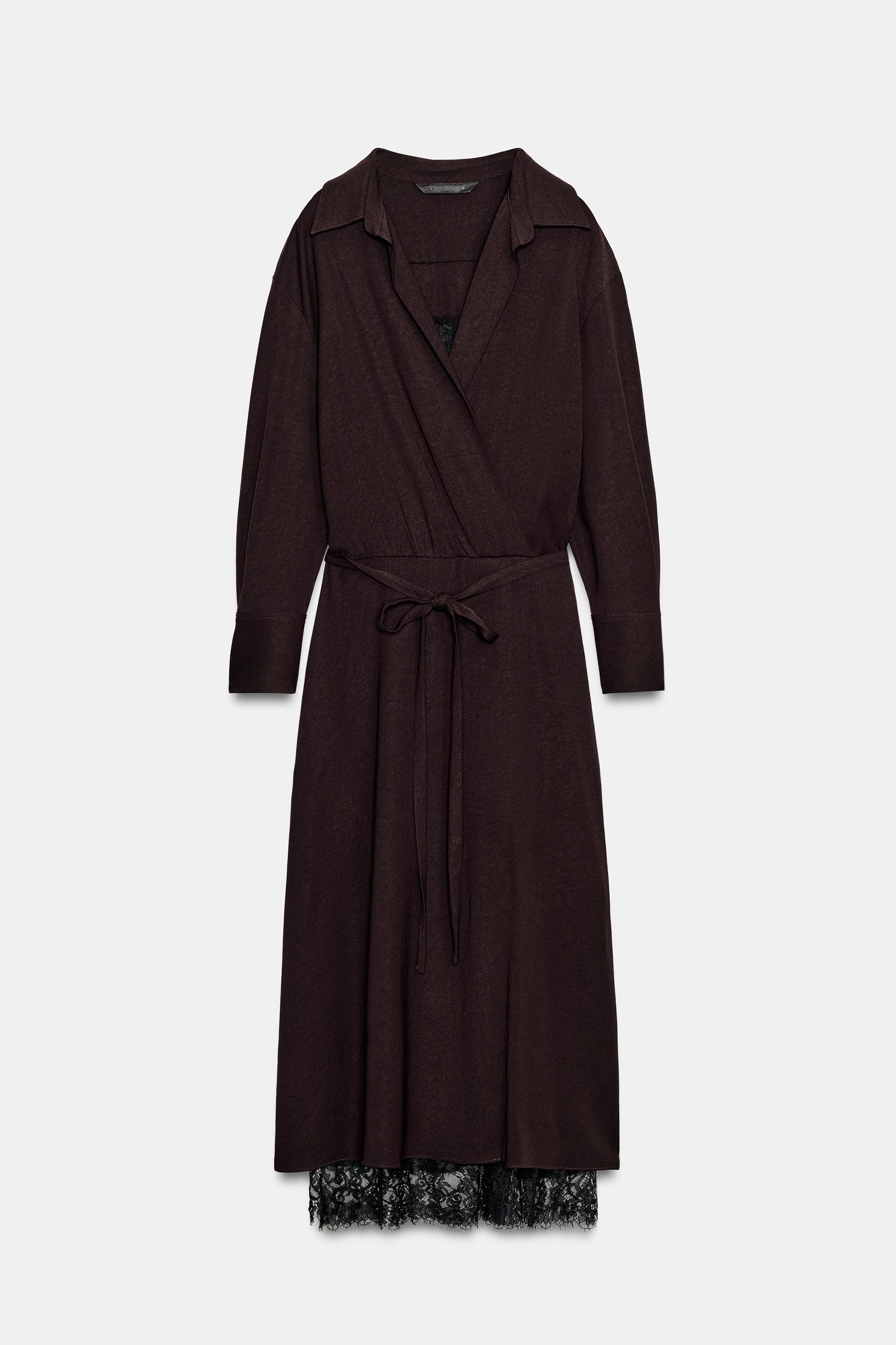 Женские платья Zara ZW COLLECTION LINGERIE-STYLE WRAP DRESS — фото 7