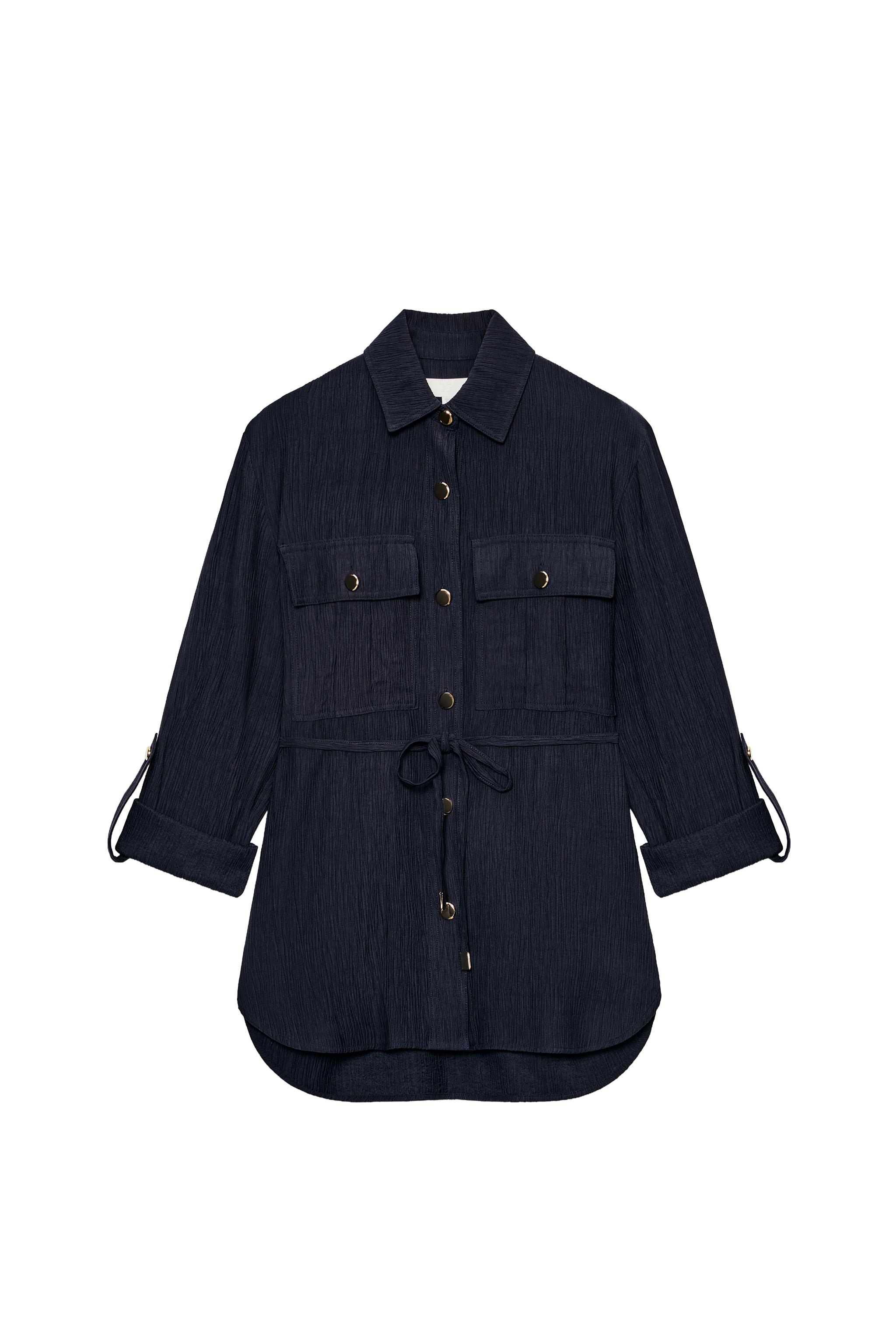 KIRIŞIK EFEKTLİ KEMERLİ SAFARİ GÖMLEK