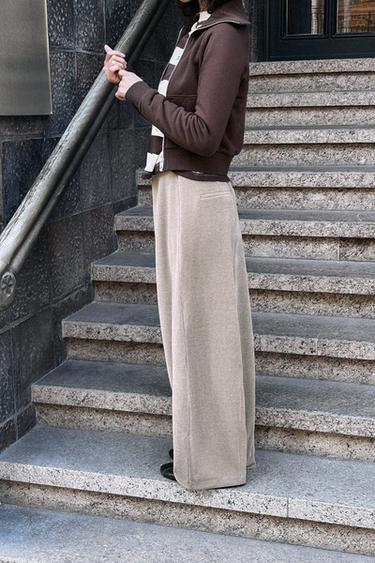 PANTALON BALLOON EN VELOURS CÔTELÉ - Beige de Zara