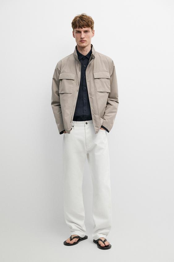 Zara Technical fabric jacket with pocket details - Gray marl - Image 0