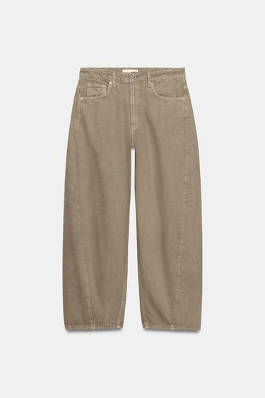 JEANS TRF BAGGY BARREL TIRO MEDIO - Marrón / Topo de Zara