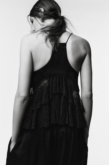 TOP COMBINÉ DENTELLE ÉDITION LIMITÉE - Noir de Zara - Image 4