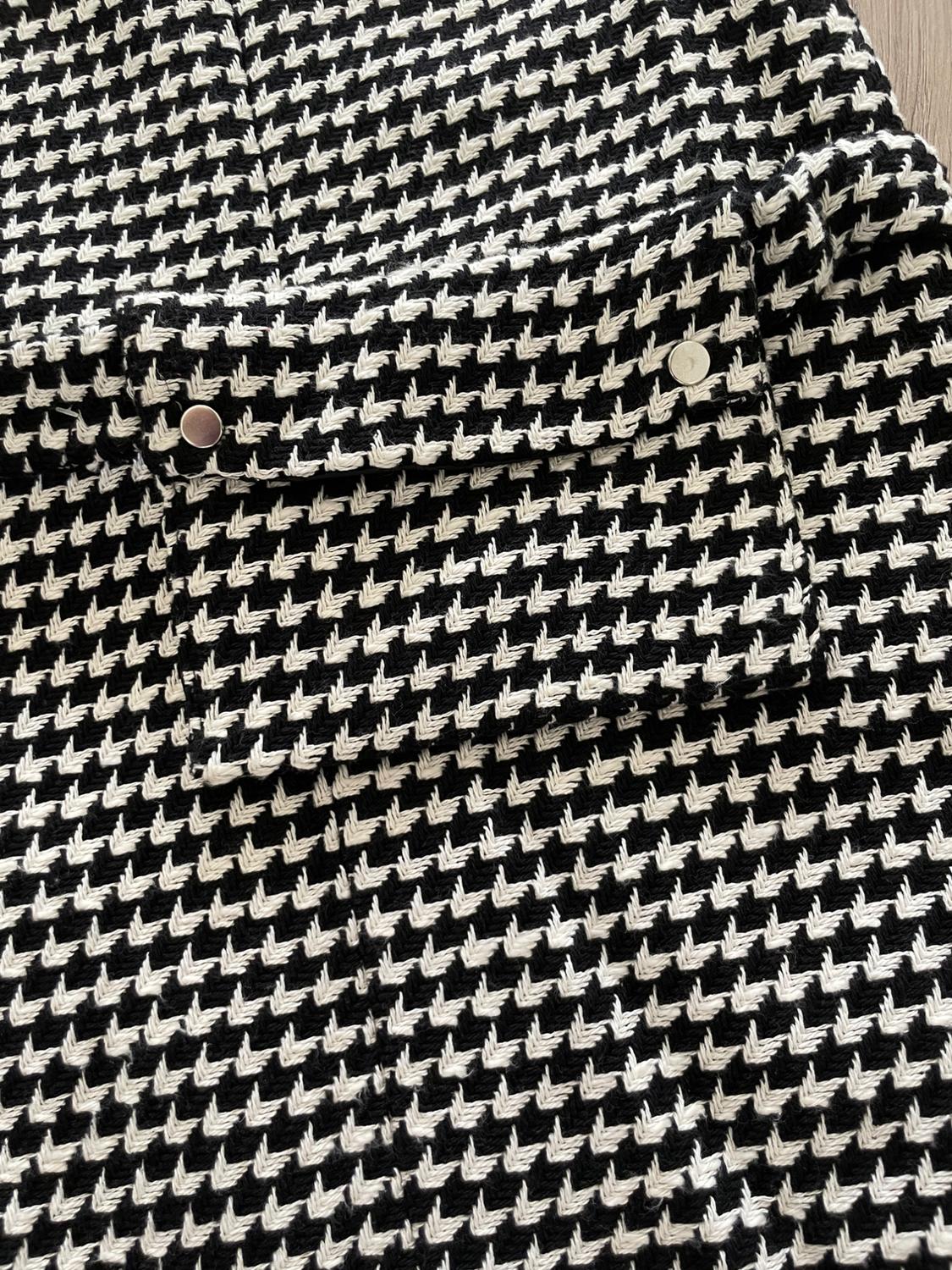TEXTURED HOUNDSTOOTH PINAFORE DRESS WITH BELT BAG - Image 3