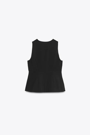 TOP GILET CINTRE PEPLUM - Noir de Zara - Image 6