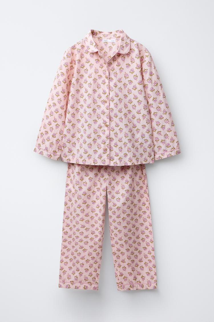 6-14 ANNI/ PIGIAMA CAMICIA E PANTALONI FIORI Rosa ZARA Italia