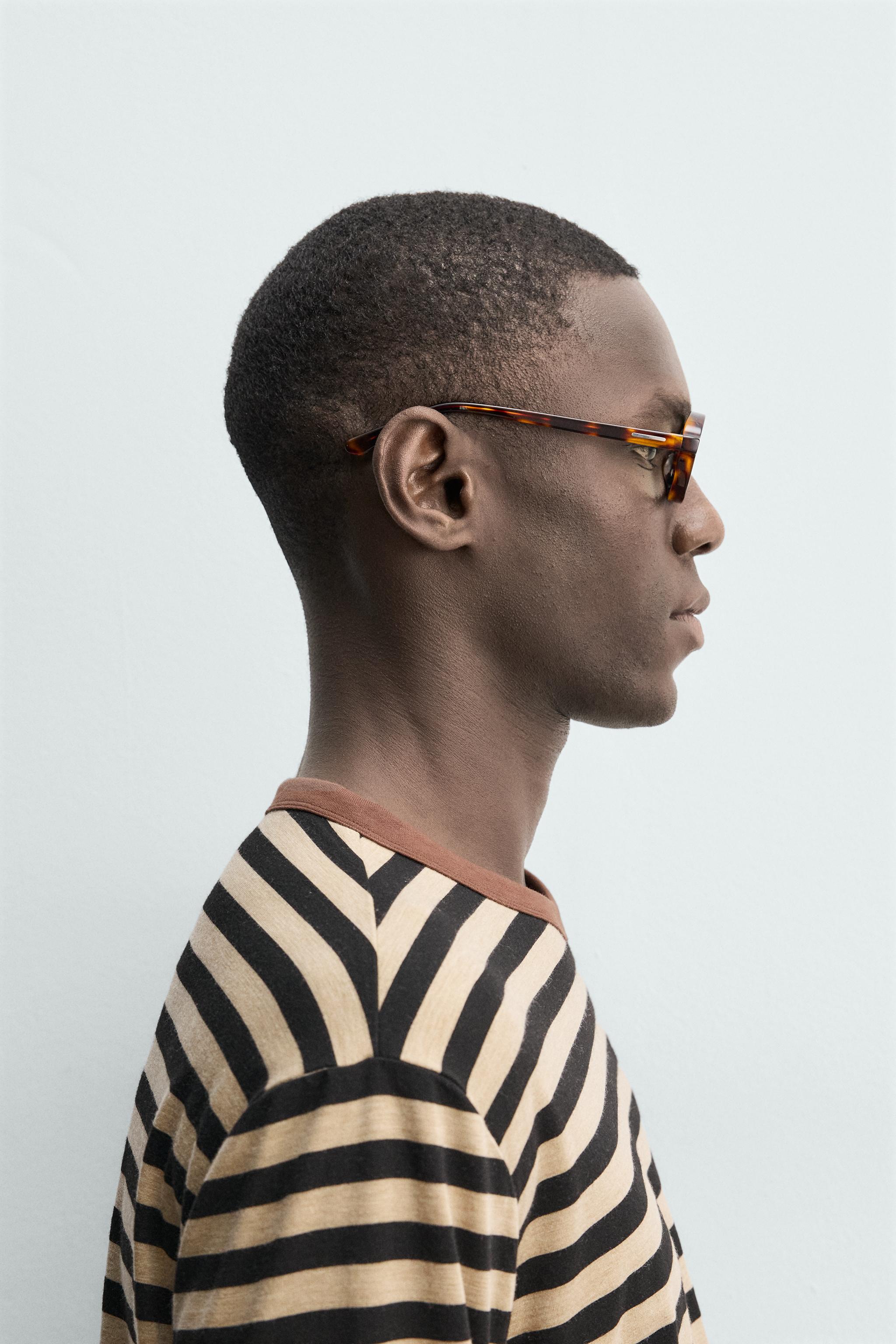 Мужские солнцезащитные очки Zara TORTOISESHELL EFFECT OVAL SUNGLASSES — фото 2
