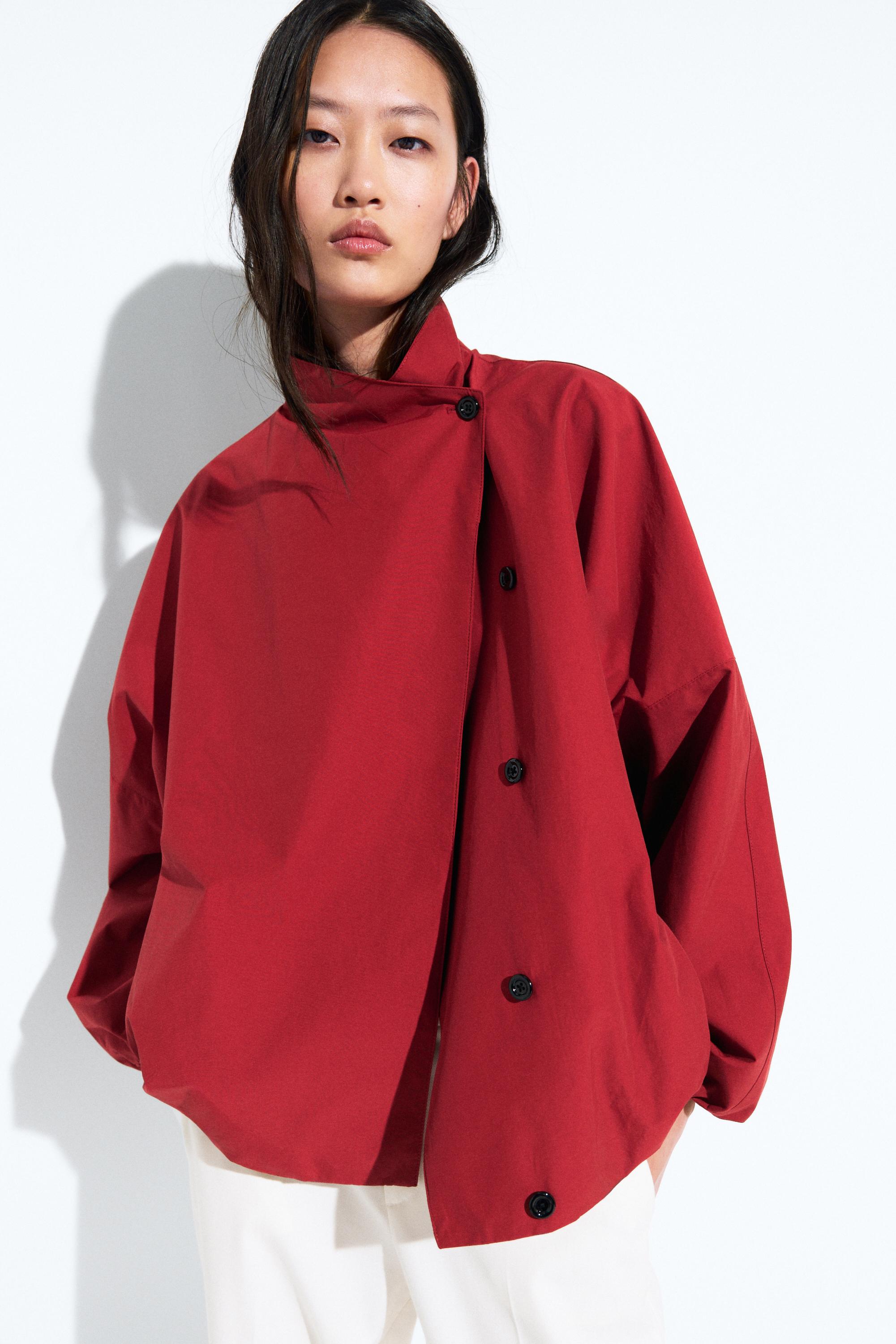 Technical bomber jacket with side button — Intense red