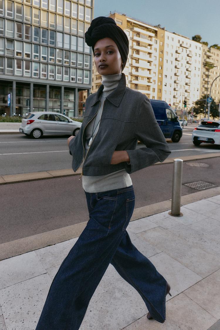 HERRINGBONE CROPPED BLAZER