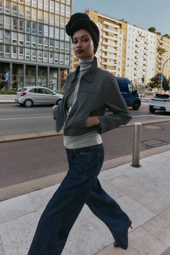 HERRINGBONE CROPPED BLAZER