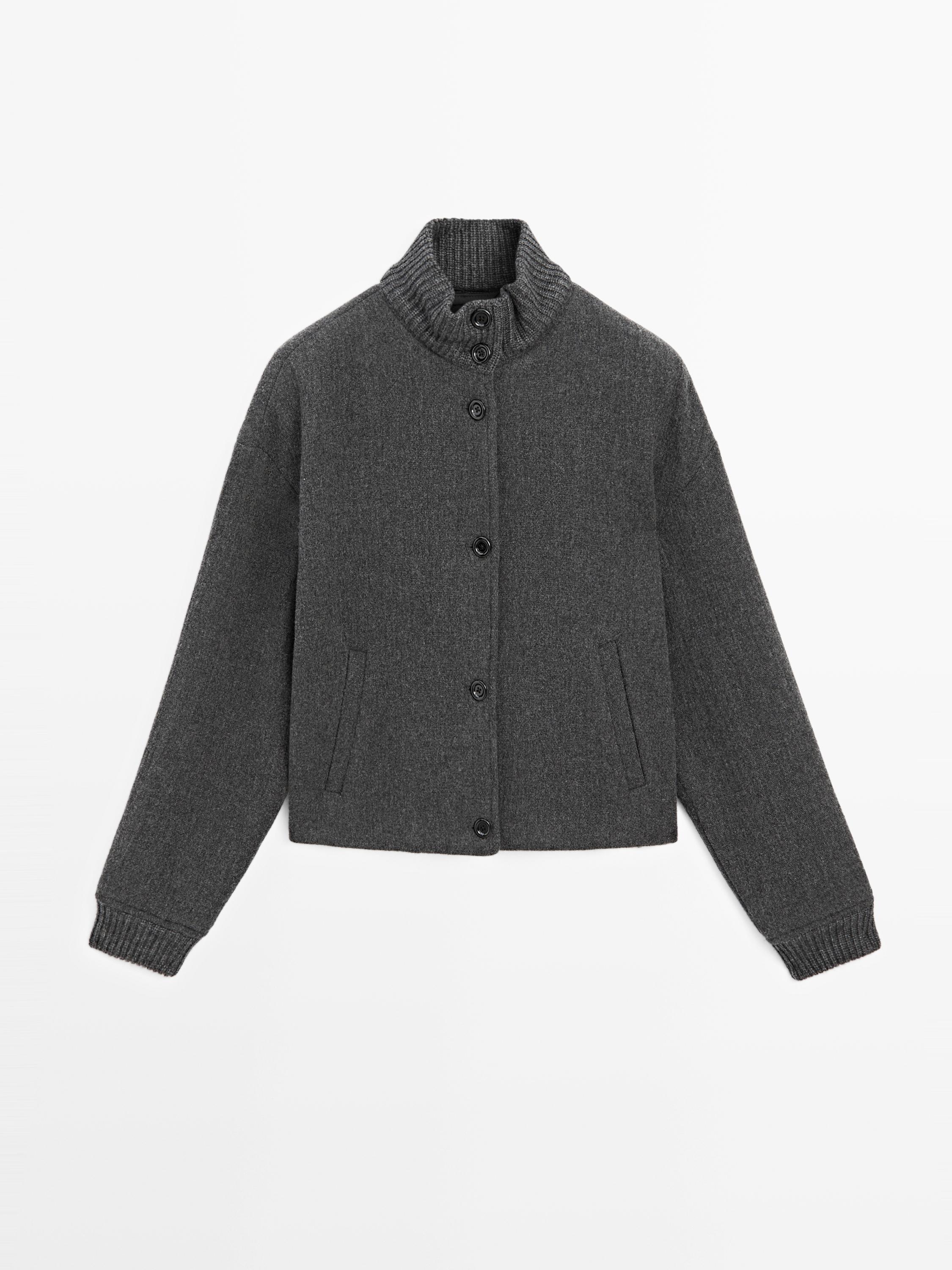 Wool blend bomber jacket