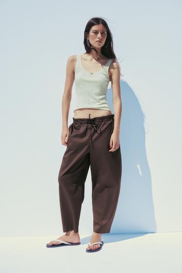 Zara BARREL PANTS - Dark brown - Image 0